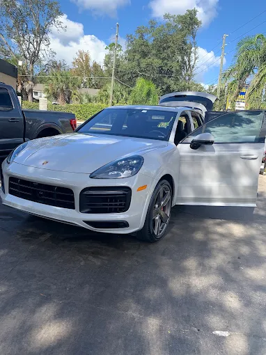 White Porsche Cayenne after hand wash at Images Auto Spa Altamonte Springs
