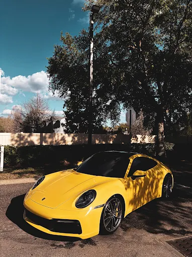 Yellow Porsche 911 detailed at Bullseye Auto Spa in Orlando