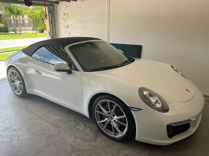 White Porsche 911 detailed at Octopus Car Wash in Orlando